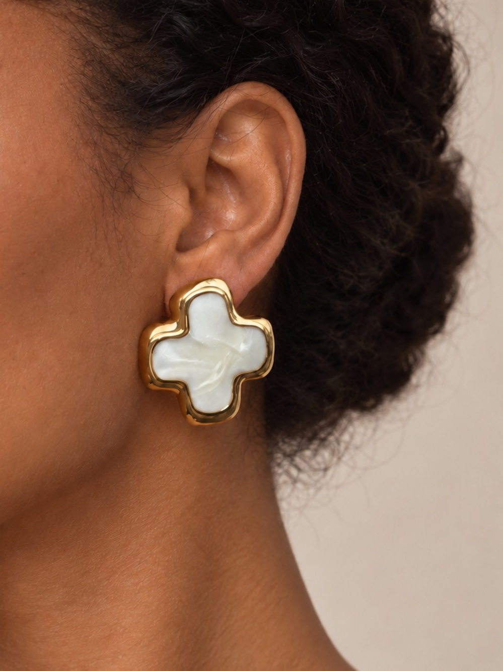 Oversized White Clover Statement Earrings